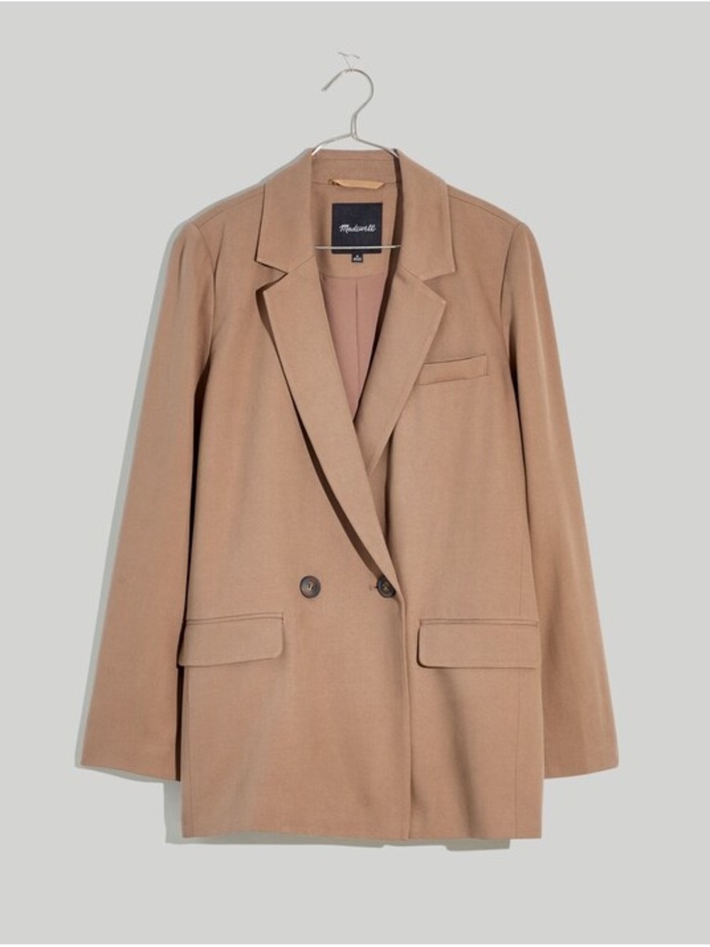 NWT Madewell Drapeweave Caldwell Double-Breasted Blazer in Camel